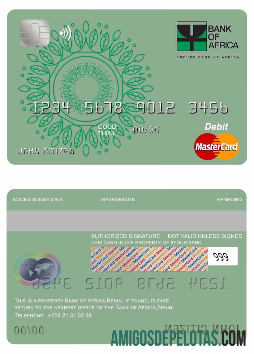 Benin Bank Of Africa Mastercard exemplo